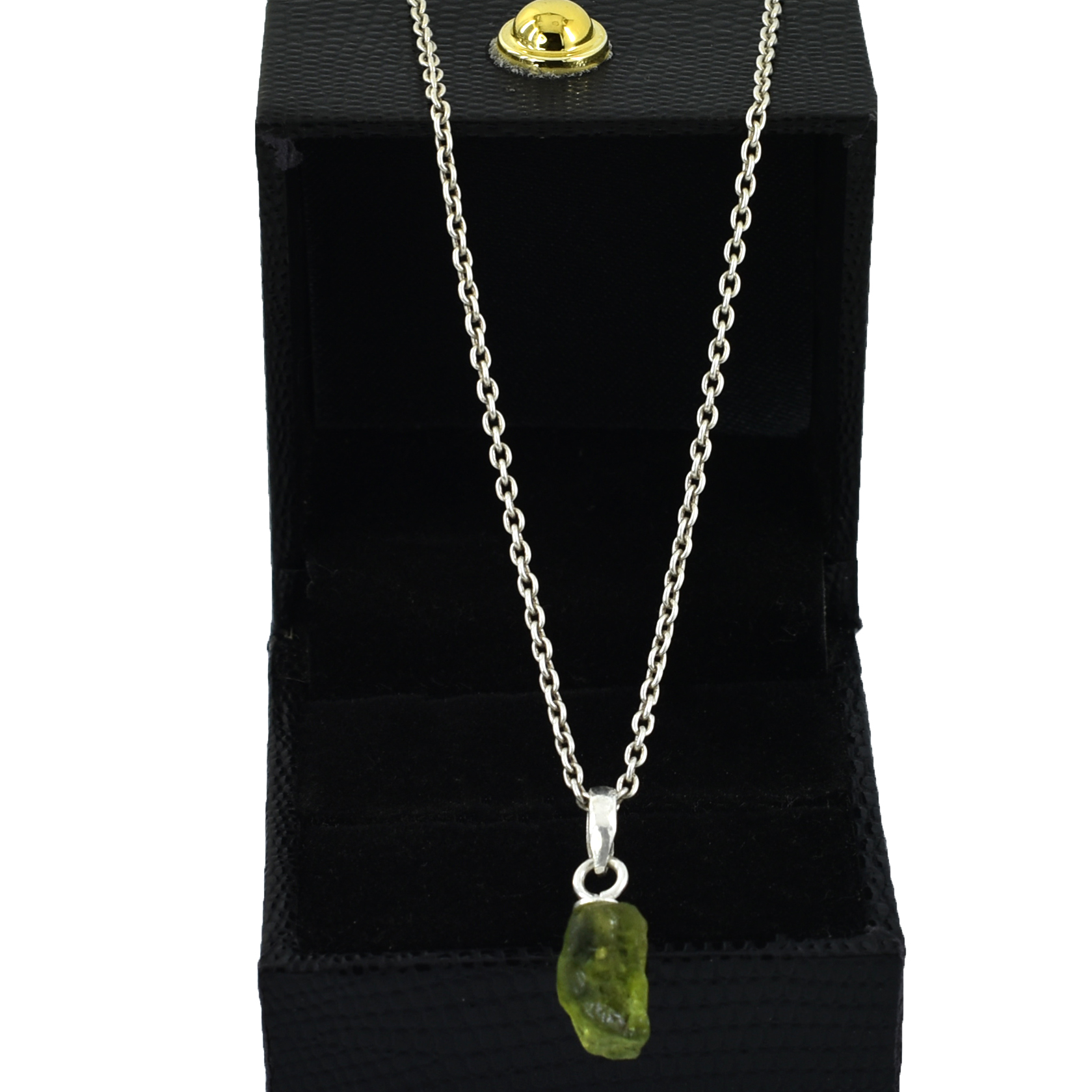 Natural Raw Peridot Crystal Pendant in 925 Sterling Silver Chain | Healing Gemstone Necklace for Prosperity & Positivity - Image 2