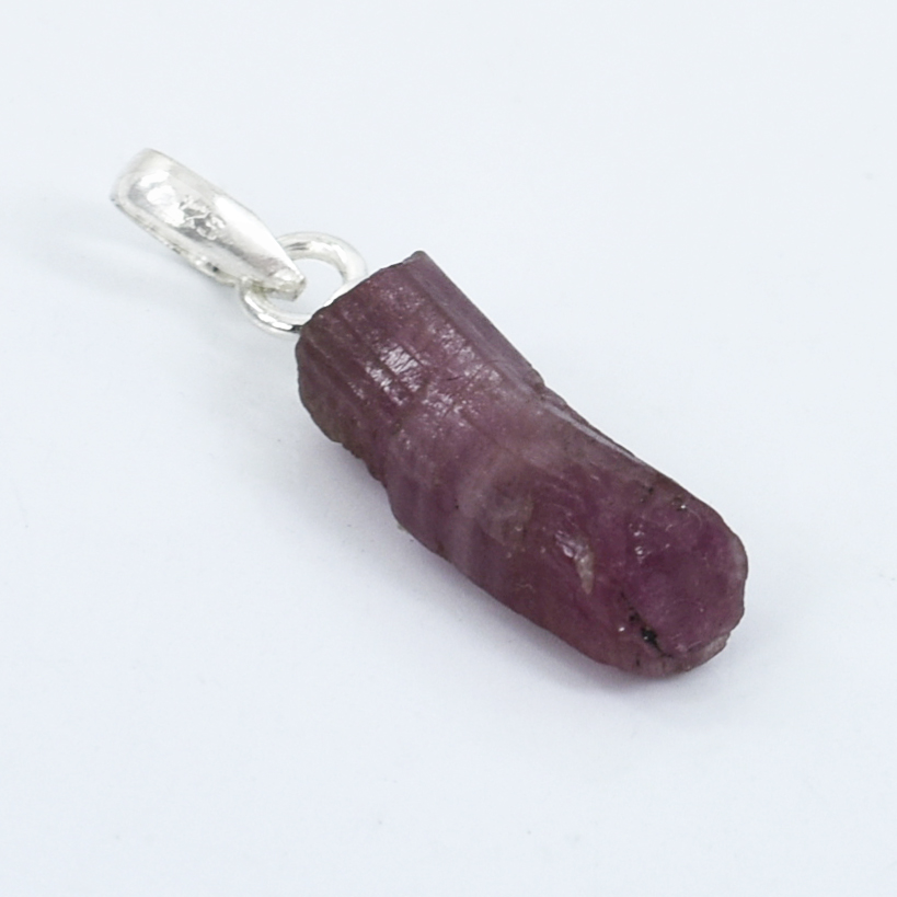 Natural Pink Tourmaline Raw Crystal Pendant with Silver-Plated Chain - Image 8