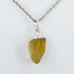 Natural Raw Citrine Crystal Pendant Necklace | Handmade Yellow Citrine Healing Stone Silver Pendant for Wealth & Success