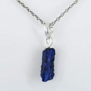 Raw Natural Lapis Lazuli Pendant in Sterling Silver