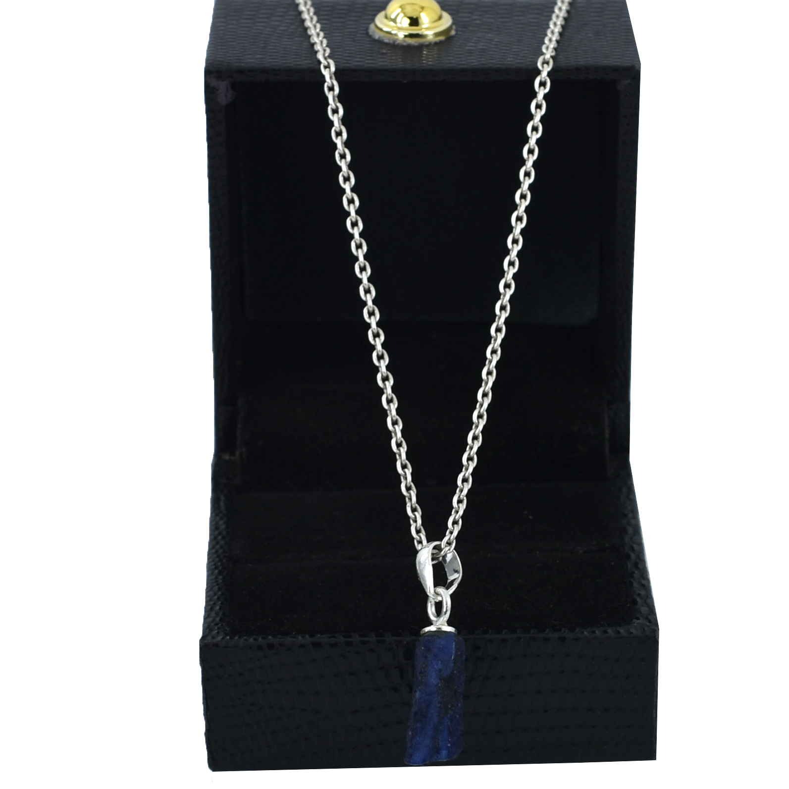 Raw Natural Lapis Lazuli Pendant in Sterling Silver - Image 5
