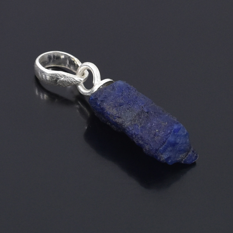 Raw Natural Lapis Lazuli Pendant in Sterling Silver - Image 6