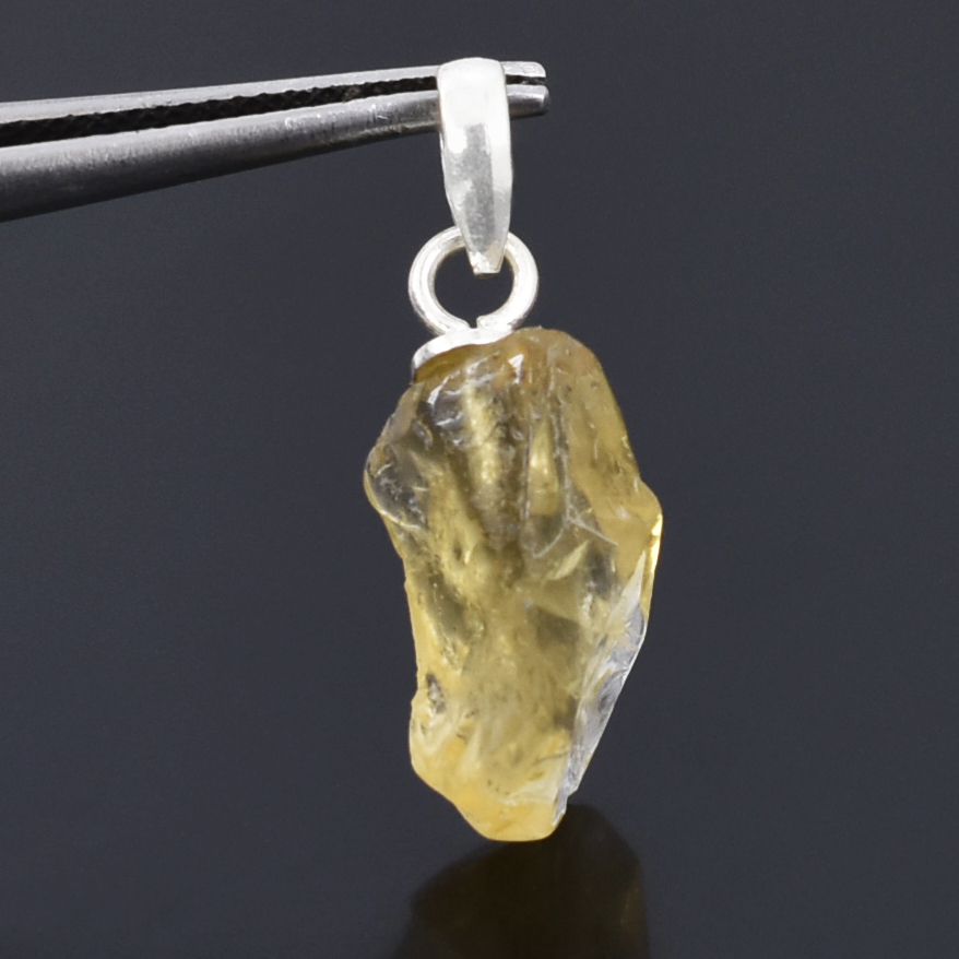 Natural Citrine Raw Crystal Pendant with Silver-Plated Chain - Image 7