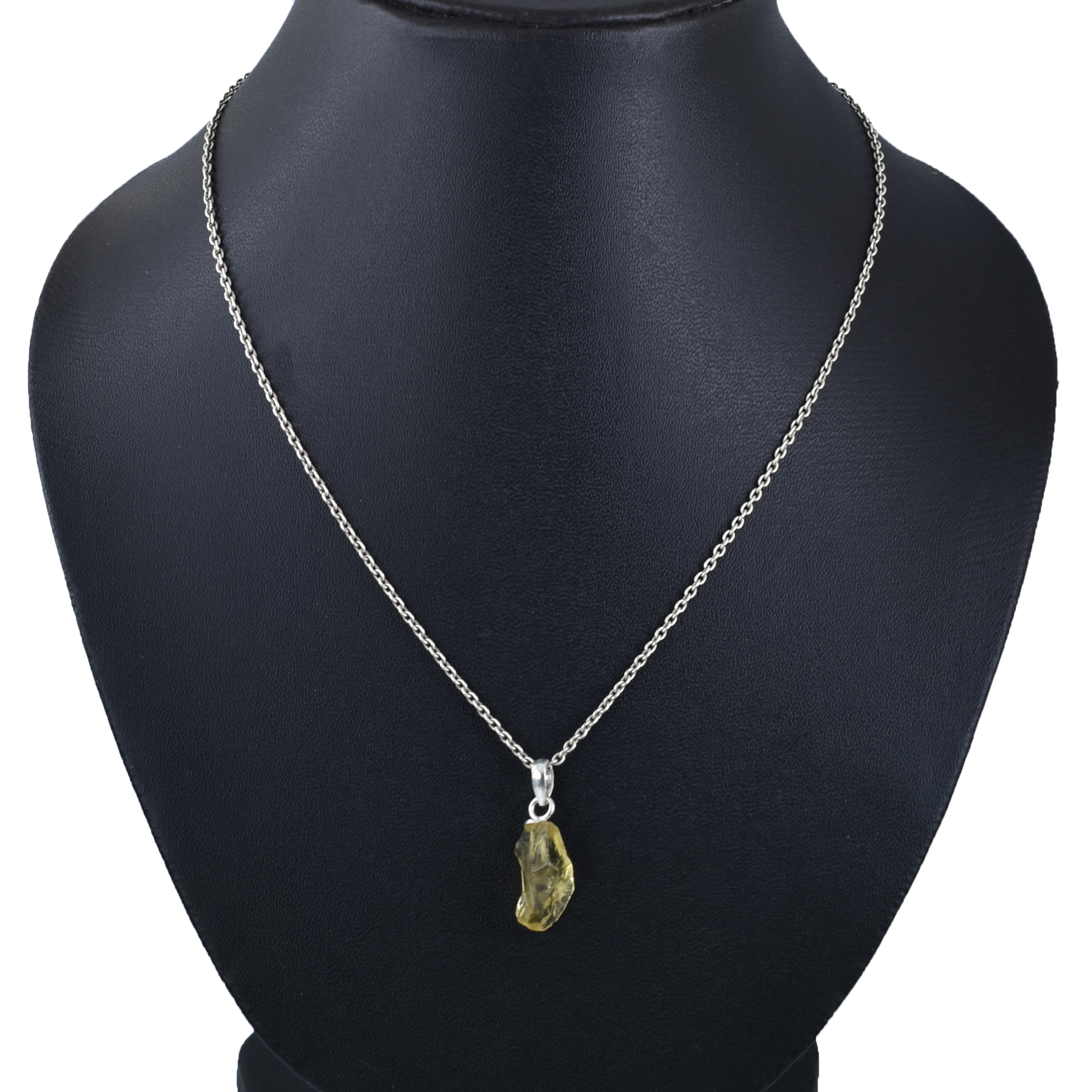 Natural Citrine Raw Crystal Pendant with Silver-Plated Chain - Image 5