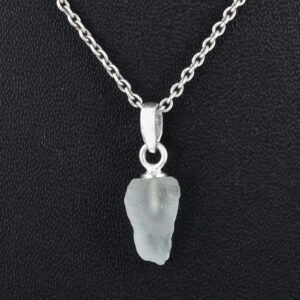 Natural Raw Blue Topaz Crystal Pendant in 925 Silver Chain | Healing Gemstone Necklace