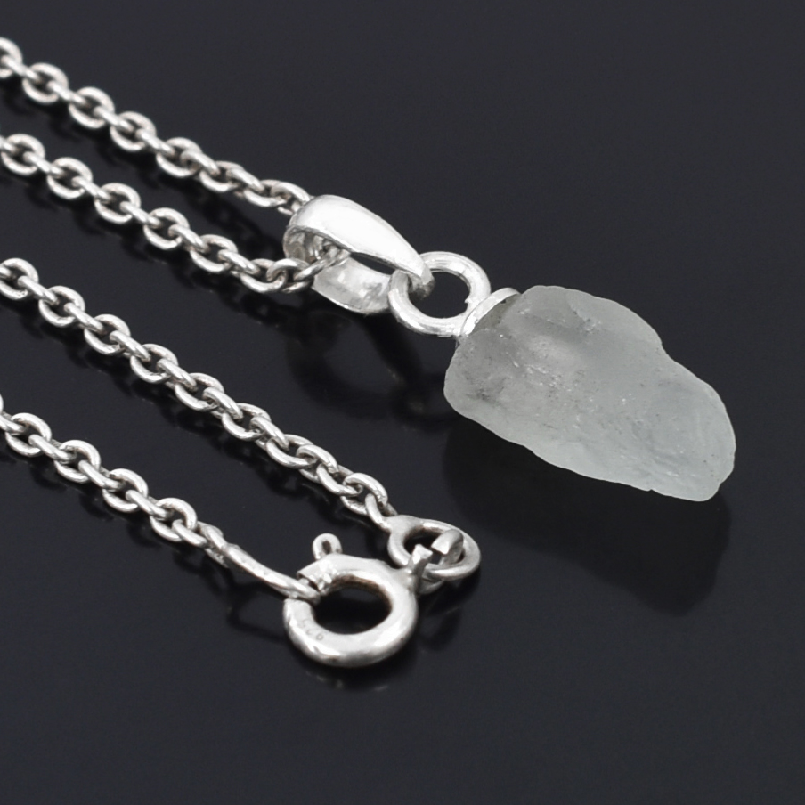 Natural Raw Blue Topaz Crystal Pendant in 925 Silver Chain | Healing Gemstone Necklace - Image 3