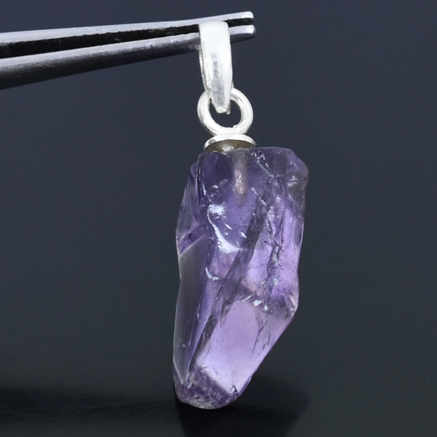 Natural Raw Amethyst Crystal Pendant in 925 Silver Chain | Healing Gemstone Necklace - Image 7