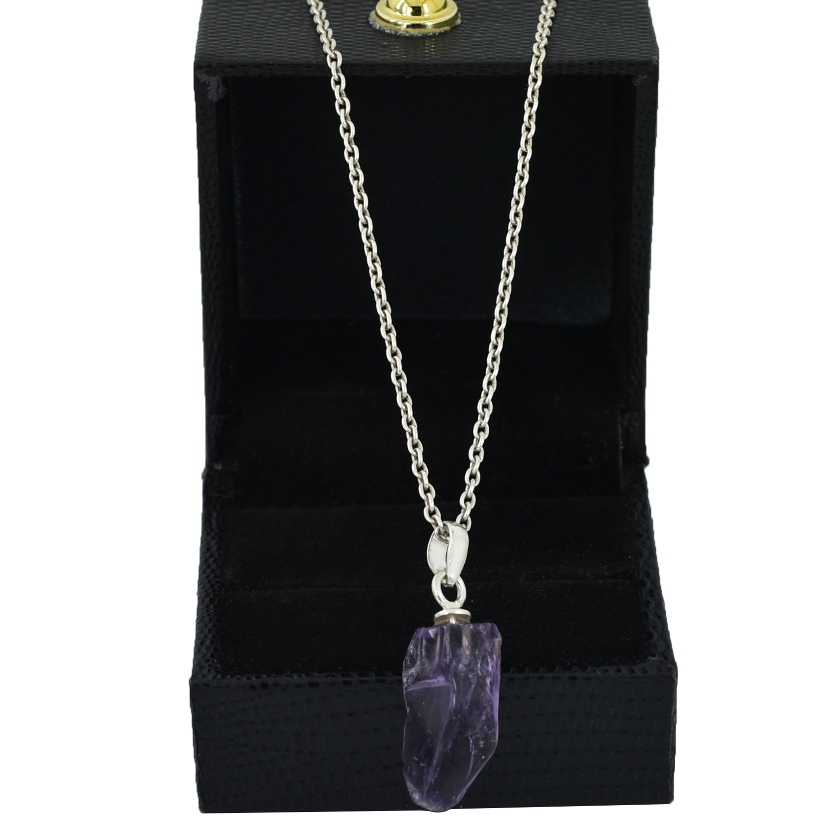 Natural Raw Amethyst Crystal Pendant in 925 Silver Chain | Healing Gemstone Necklace - Image 4