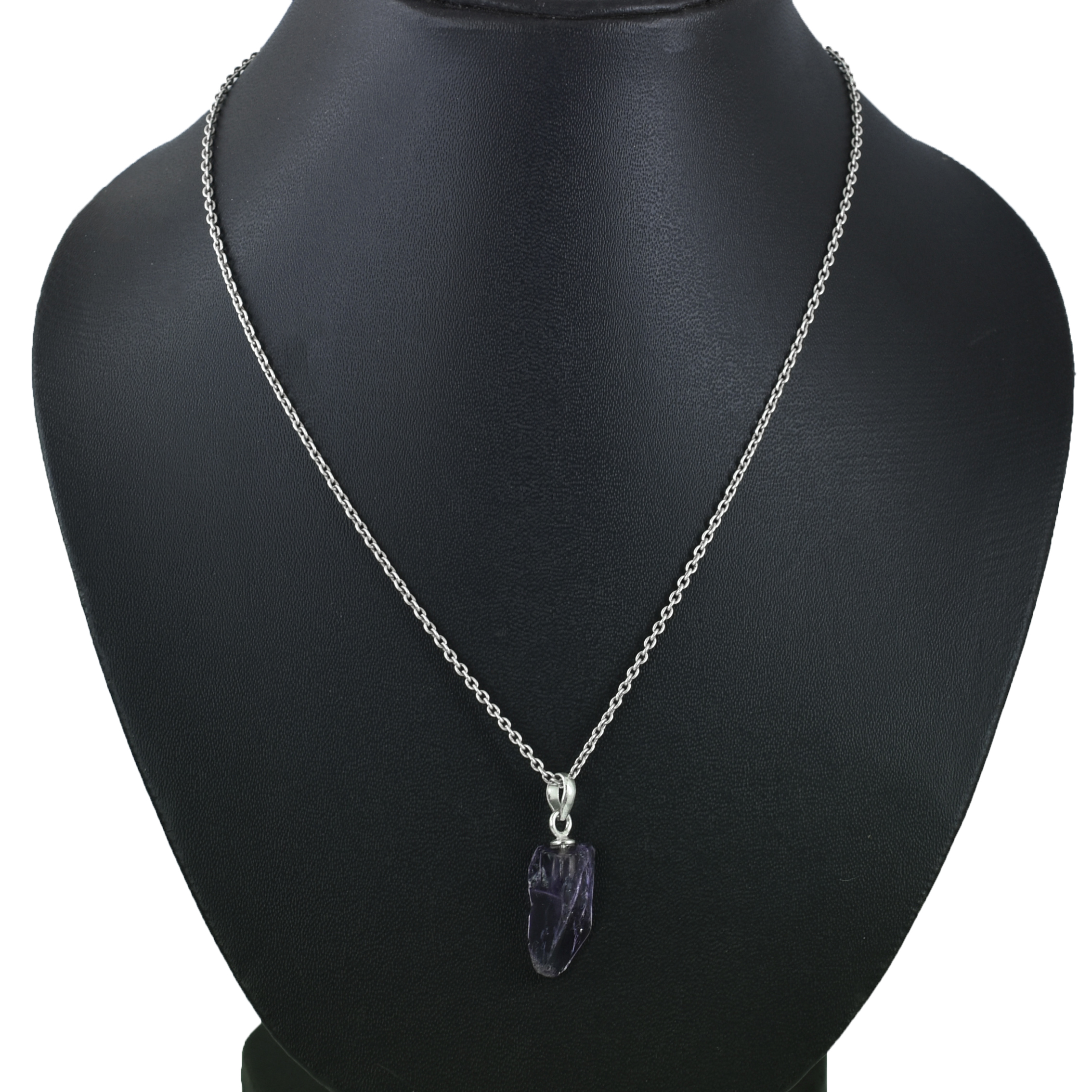 Natural Raw Amethyst Crystal Pendant in 925 Silver Chain | Healing Gemstone Necklace - Image 3