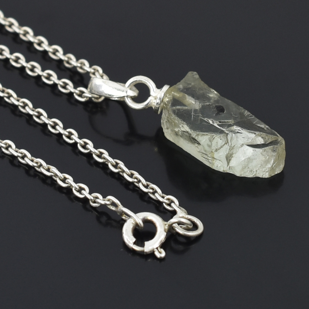 Natural Raw Prehnite Crystal Pendant in 925 Silver Chain | Healing Gemstone Necklace - Image 4
