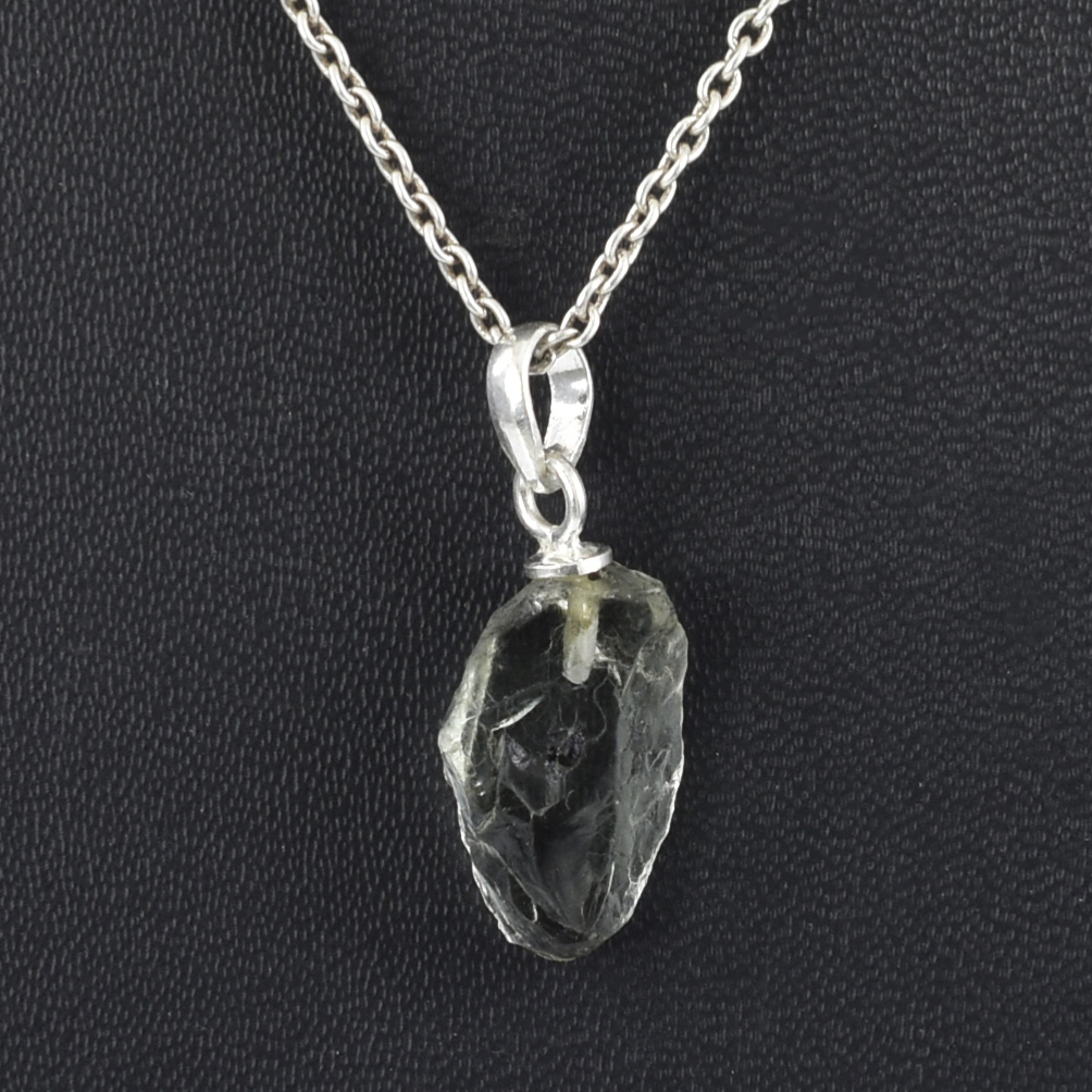 Natural Raw Prehnite Crystal Pendant in 925 Silver Chain | Healing Gemstone Necklace - Image 6