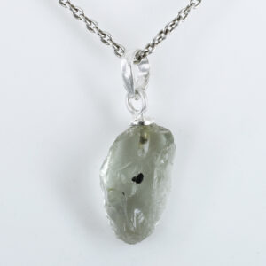 Natural Raw Prehnite Crystal Pendant in 925 Silver Chain | Healing Gemstone Necklace