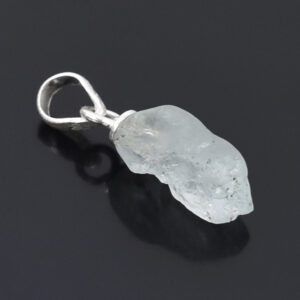 Natural Raw Aquamarine Crystal Pendant in 925 Silver Chain | Healing Stone Necklace