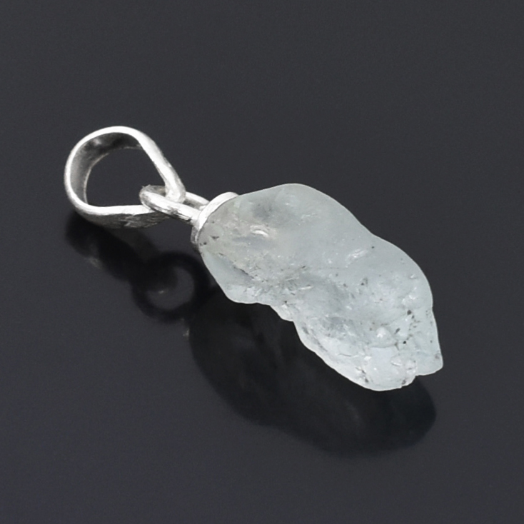Natural Raw Aquamarine Crystal Pendant in 925 Silver Chain | Healing Stone Necklace