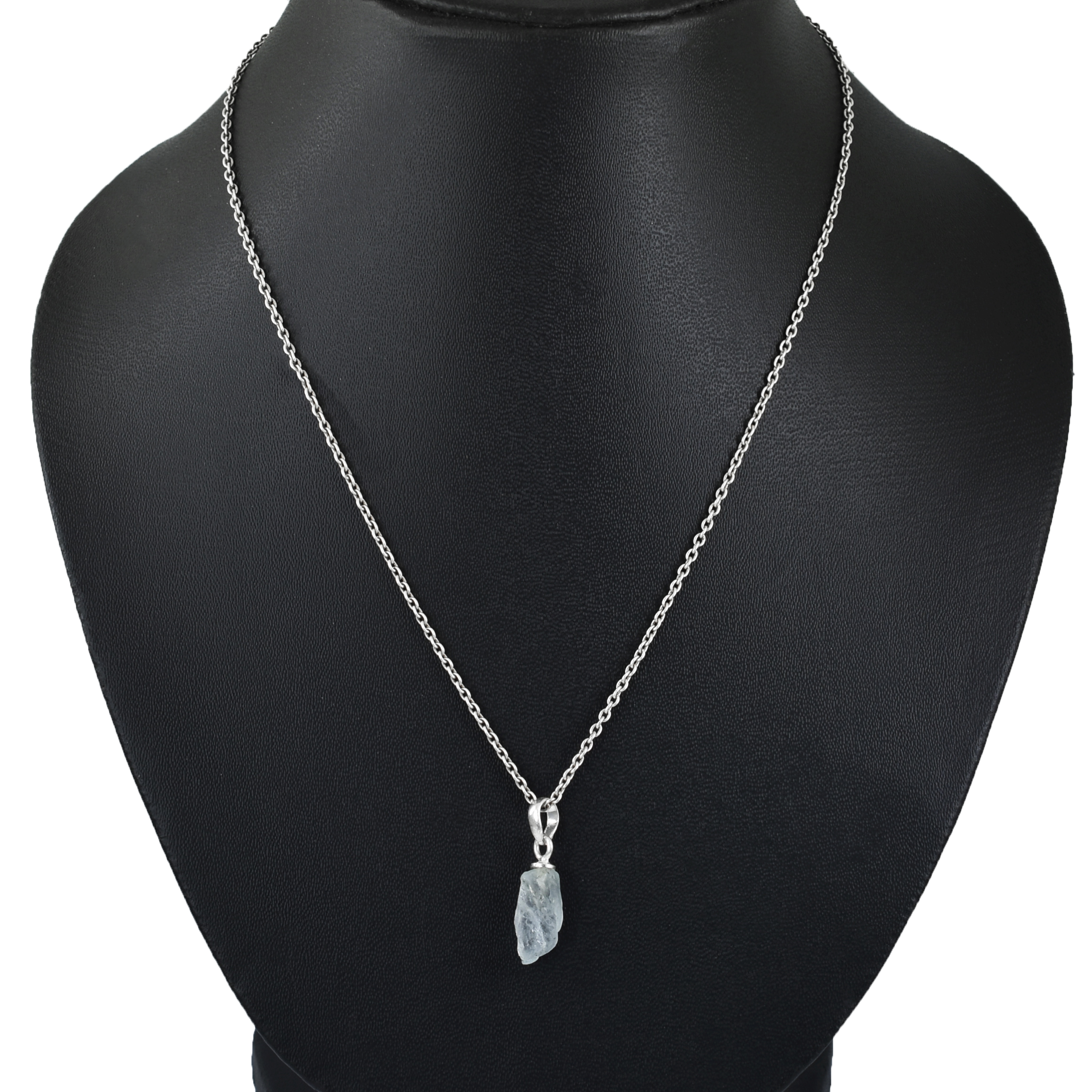 Natural Raw Aquamarine Crystal Pendant in 925 Silver Chain | Healing Stone Necklace - Image 4