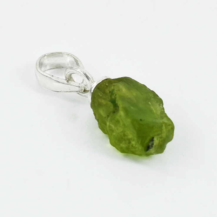 Natural Peridot Raw Crystal Pendant with Silver-Plated Chain - Image 8