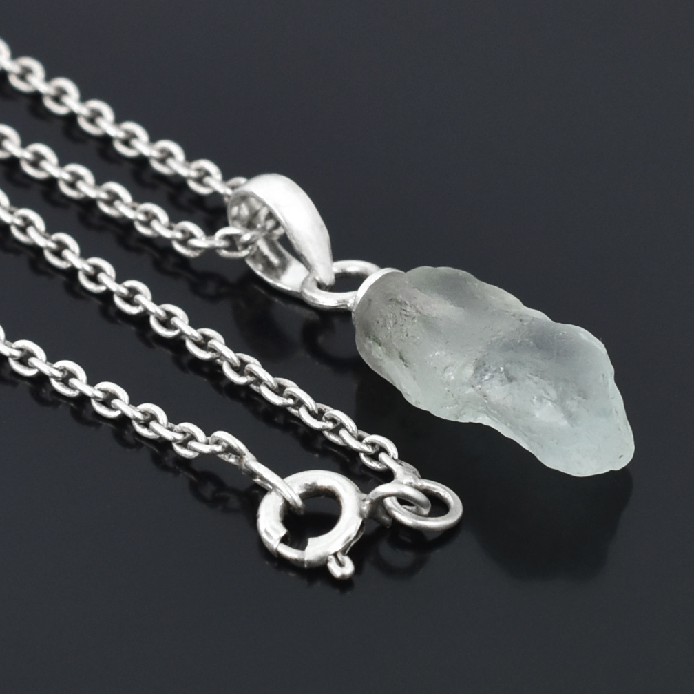 Natural Raw Aquamarine Crystal Pendant in 925 Silver Chain | Healing Gemstone Necklace - Image 5