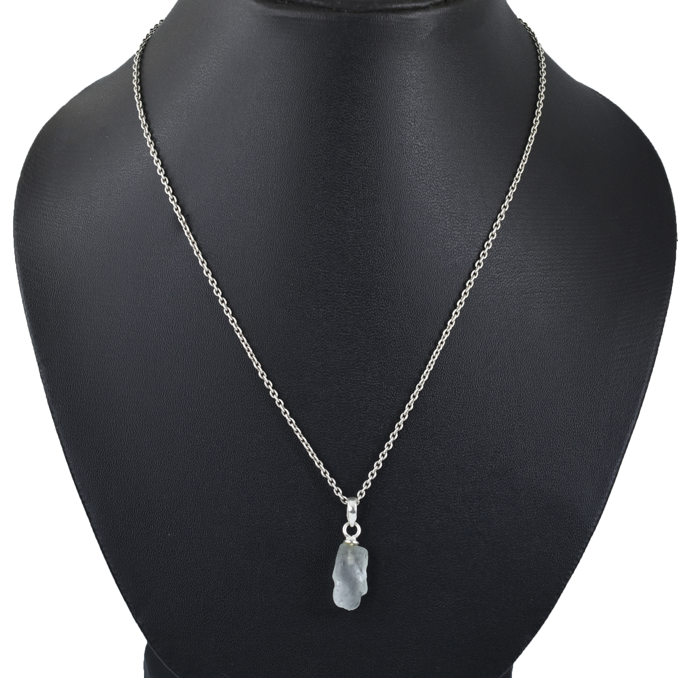 Natural Raw Aquamarine Crystal Pendant in 925 Silver Chain | Healing Gemstone Necklace - Image 4