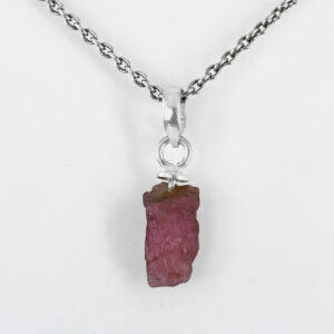 Natural Raw Pink Tourmaline Crystal Pendant in 925 Sterling Silver Chain | Healing Gemstone Necklace for Love & Emotional Balance