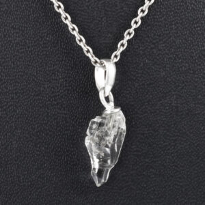 925 Sterling Silver Natural Clear Quartz Pendant | Raw Crystal Stone Pendant for Men & Women