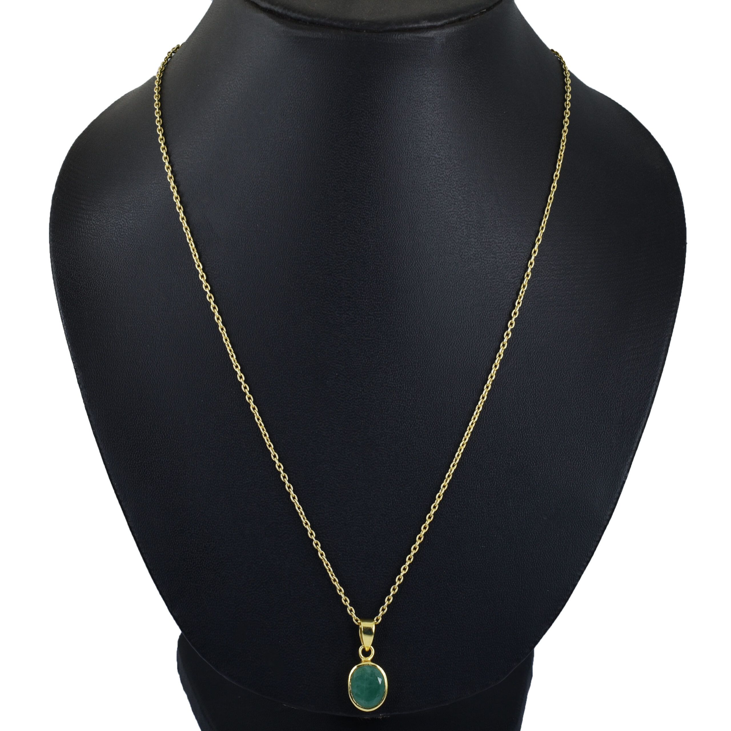 Natural Green Aventurine Oval Pendant with Gold-Plated Chain - Image 9