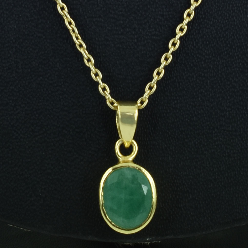 Natural Green Aventurine Oval Pendant with Gold-Plated Chain - Image 8