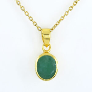 Natural Green Aventurine Oval Pendant with Gold-Plated Chain