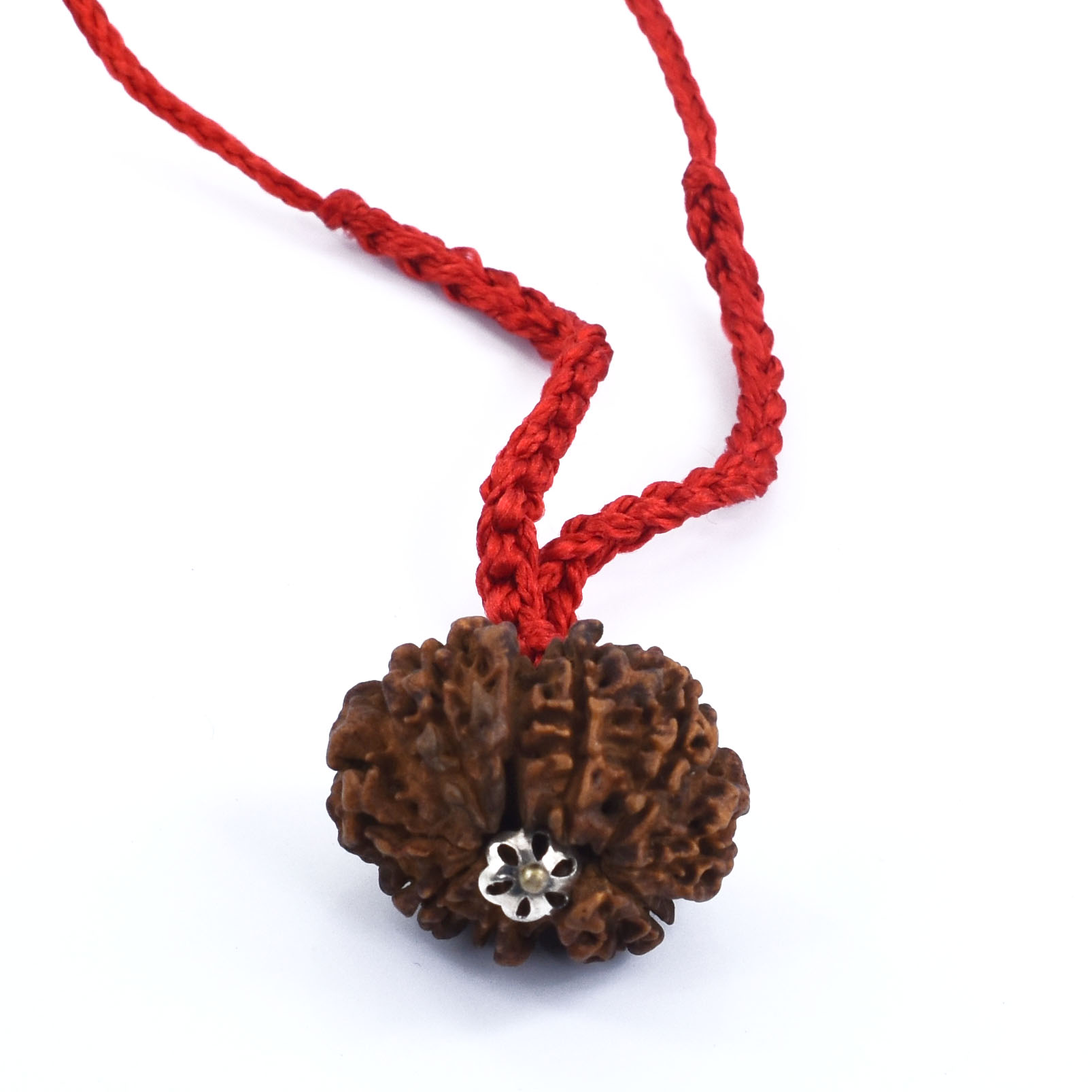 9 Mukhi Gauri Shankar Rudraksha Pendant (Nepal Origin) – Red Sacred Thread - Image 4