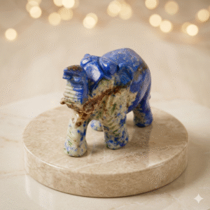 Natural Sodalite Elephant Statue Hand Carved Blue Crystal Elephant Figurine