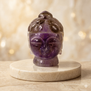 Natural Amethyst Buddha Head Statue Hand Carved Purple Crystal Meditation Sculpture