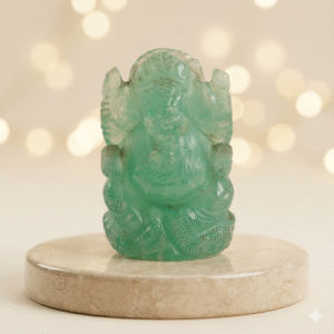 Natural Green Fluorite Ganesh Idol Handcrafted Crystal Ganesha Murti for Vastu and Healing