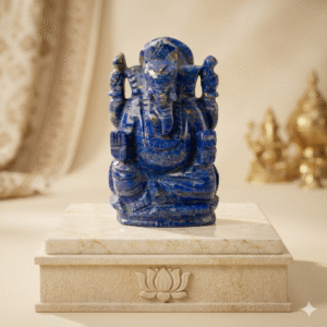 Natural Lapis Lazuli Ganesha Idol | Hand-Carved Blue Gemstone Lord Ganesh Murti for Wealth, Wisdom & Vastu