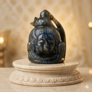 Natural Labradorite Lord Shiva Idol | Hand-Carved Labradorite Mahadev Statue for Meditation, Protection & Spiritual Growth