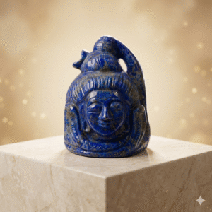 Natural Lapis Lazuli Lord Shiva Head Statue Hand Carved Mahadev Idol for Home Temple and Meditation