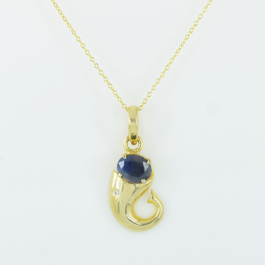 Natural Blue Sapphire (Neelam) Gold-Plated Pendant with Chain - Image 3