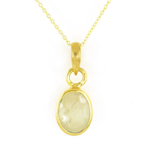 White Sapphire Pendant in Gold Plating | Venus Gemstone Necklace | Healing Crystal Jewelry