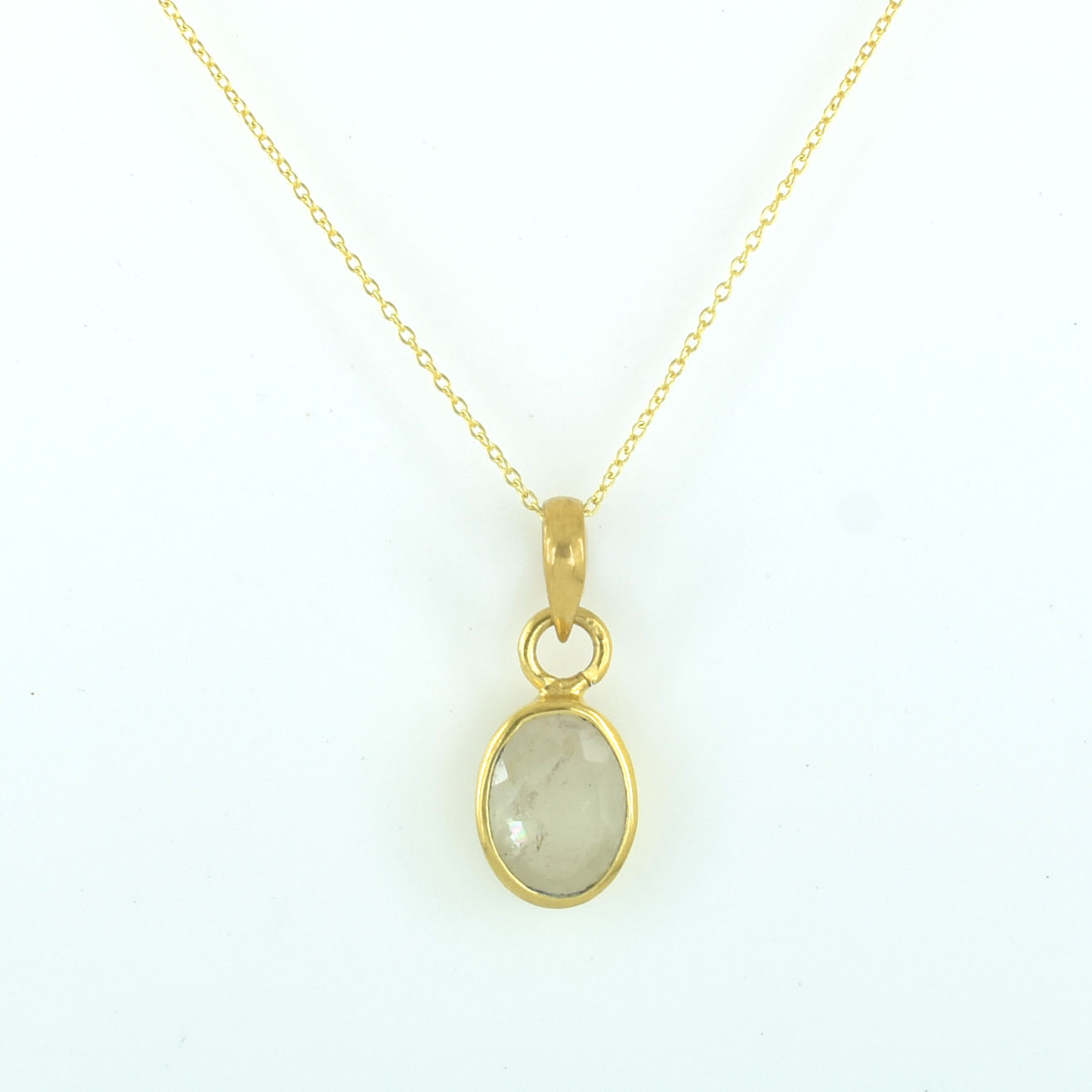 White Sapphire Pendant in Gold Plating | Venus Gemstone Necklace | Healing Crystal Jewelry - Image 4