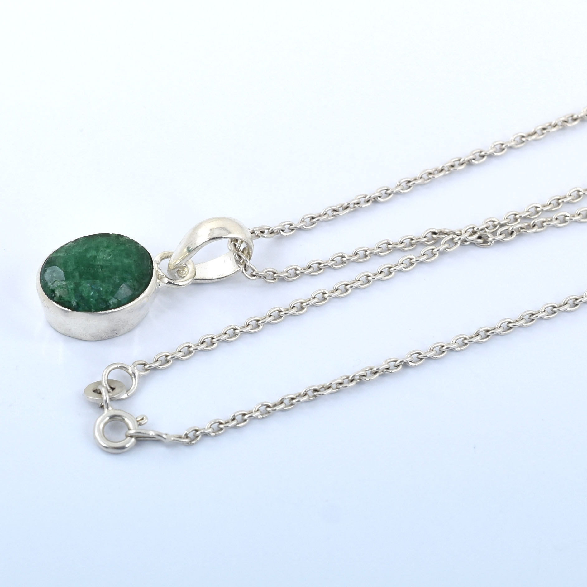 Emerald Oval Pendant in 925 Sterling Silver | Green Gemstone Necklace for Prosperity & Wisdom - Image 4