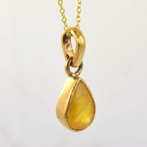 Natural Yellow Sapphire (Pukhraj) Pear Pendant | Gold Plated Sterling Silver
