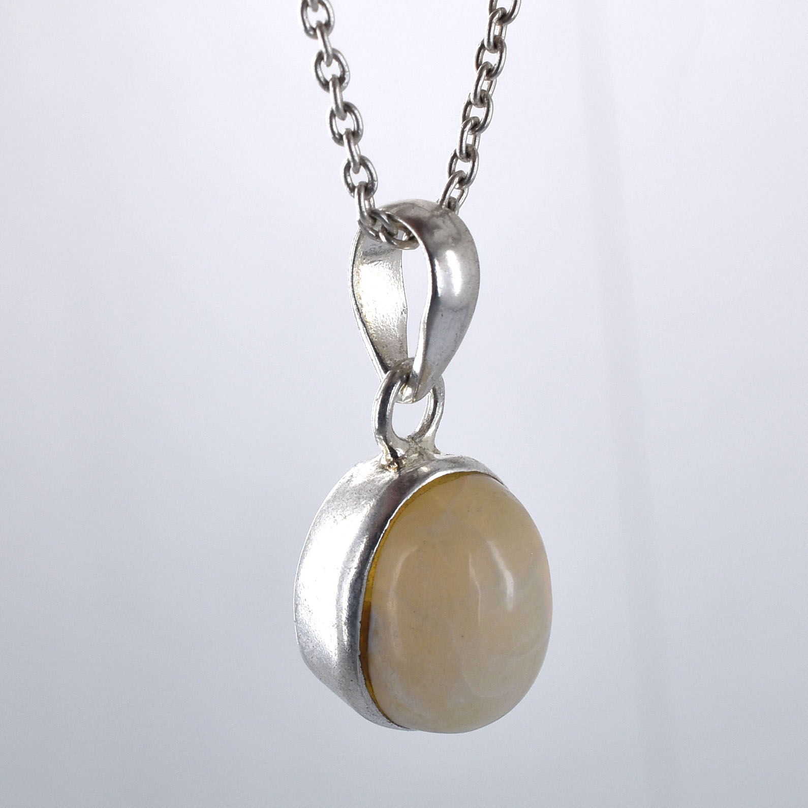 Natural Opal Gemstone Pendant in Silver-Plated Setting - Image 2