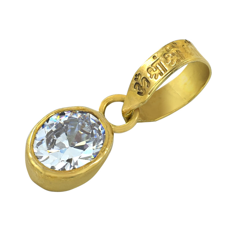 Clear Zircon Gold Plated Pendant Necklace | Faceted Zircon Stone Pendant - Image 3