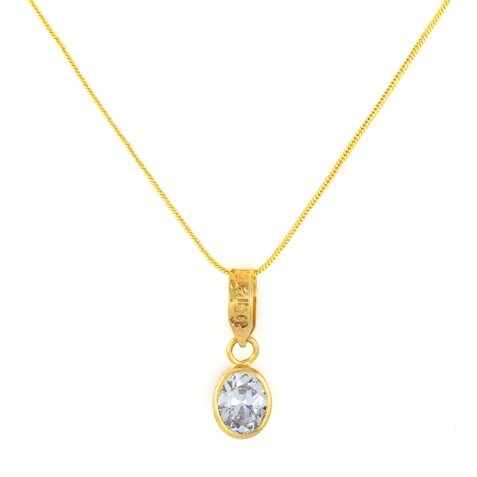 Clear Zircon Gold Plated Pendant Necklace | Faceted Zircon Stone Pendant - Image 4