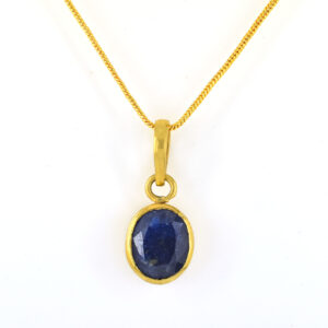 Blue Sapphire (Neelam) Metal: Gold Plated Alloy Pendant Shape