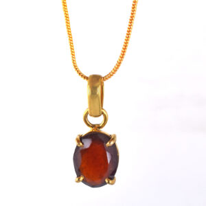 Natural Ruby Gold Plated Pendant Necklace | Red Manik Gemstone Pendant