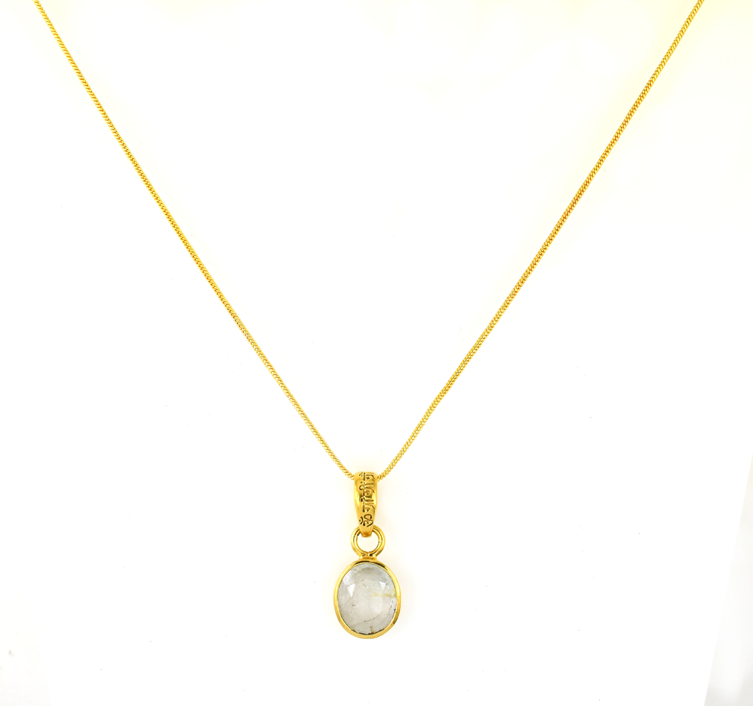 Natural White Quartz (Sphatik) Gemstone Pendant in Gold-Plated Setting - Image 5