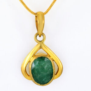 Emerald (Panna) Designer Pendant | Gold Plated Sterling Silver