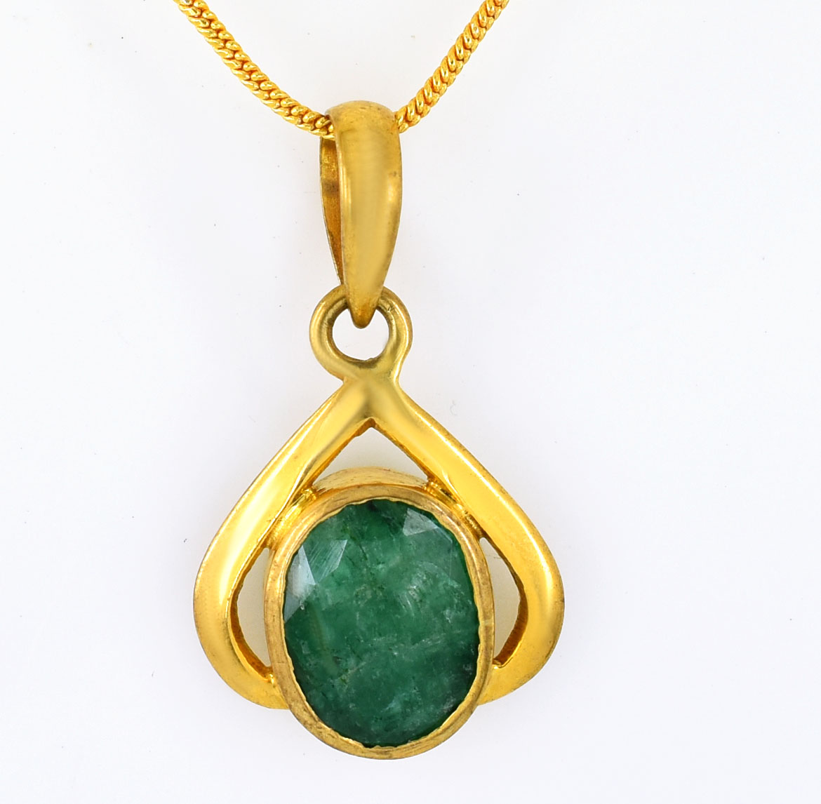 Emerald (Panna) Designer Pendant | Gold Plated Sterling Silver