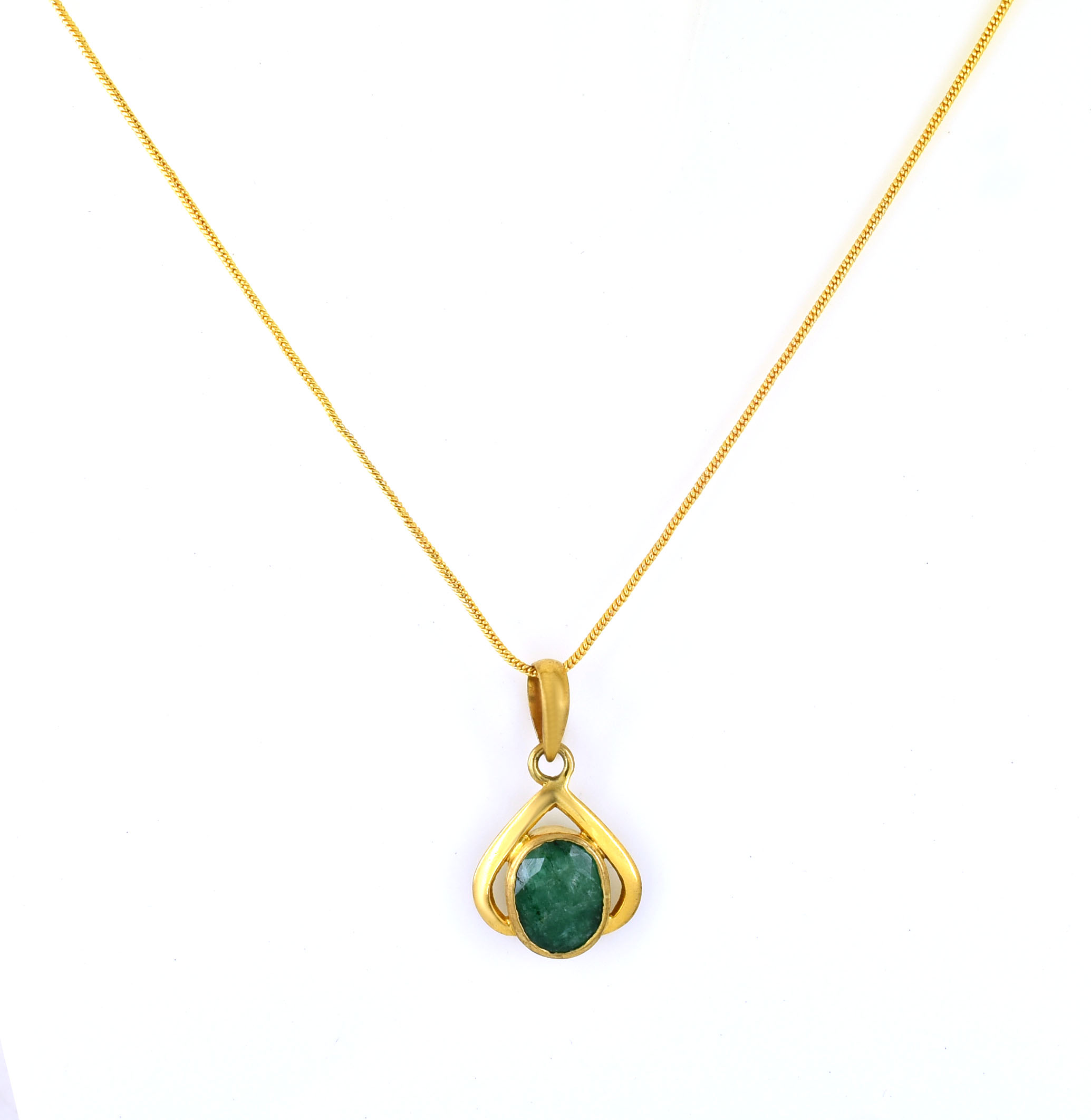 Emerald (Panna) Designer Pendant | Gold Plated Sterling Silver - Image 5
