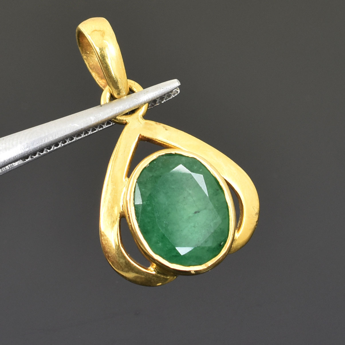 Emerald (Panna) Gold Plated Pendant with Chain Men & Women - Image 6