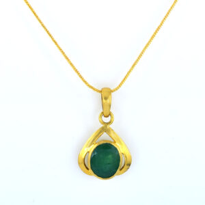 Emerald (Panna) Gold Plated Pendant with Chain  Men & Women